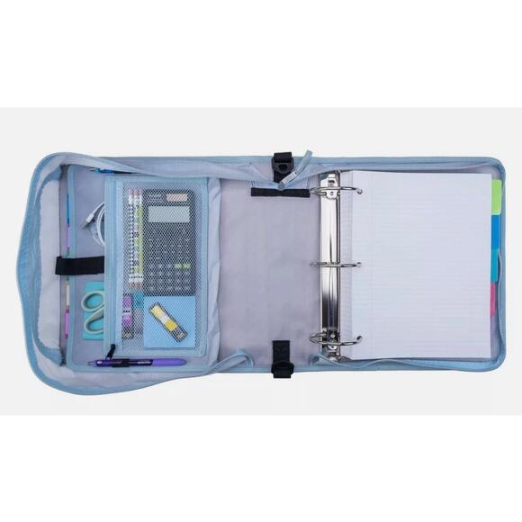 Case-it 3" 3 Ring Binder Carrying Strap File Folders With 8 Pens & 22 Pencils s9 - Picture 4 of 8